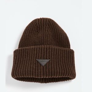 Last Oversized Brown Ribbed Knit 100% ExtraFine Merino Beanie Made in Portugal